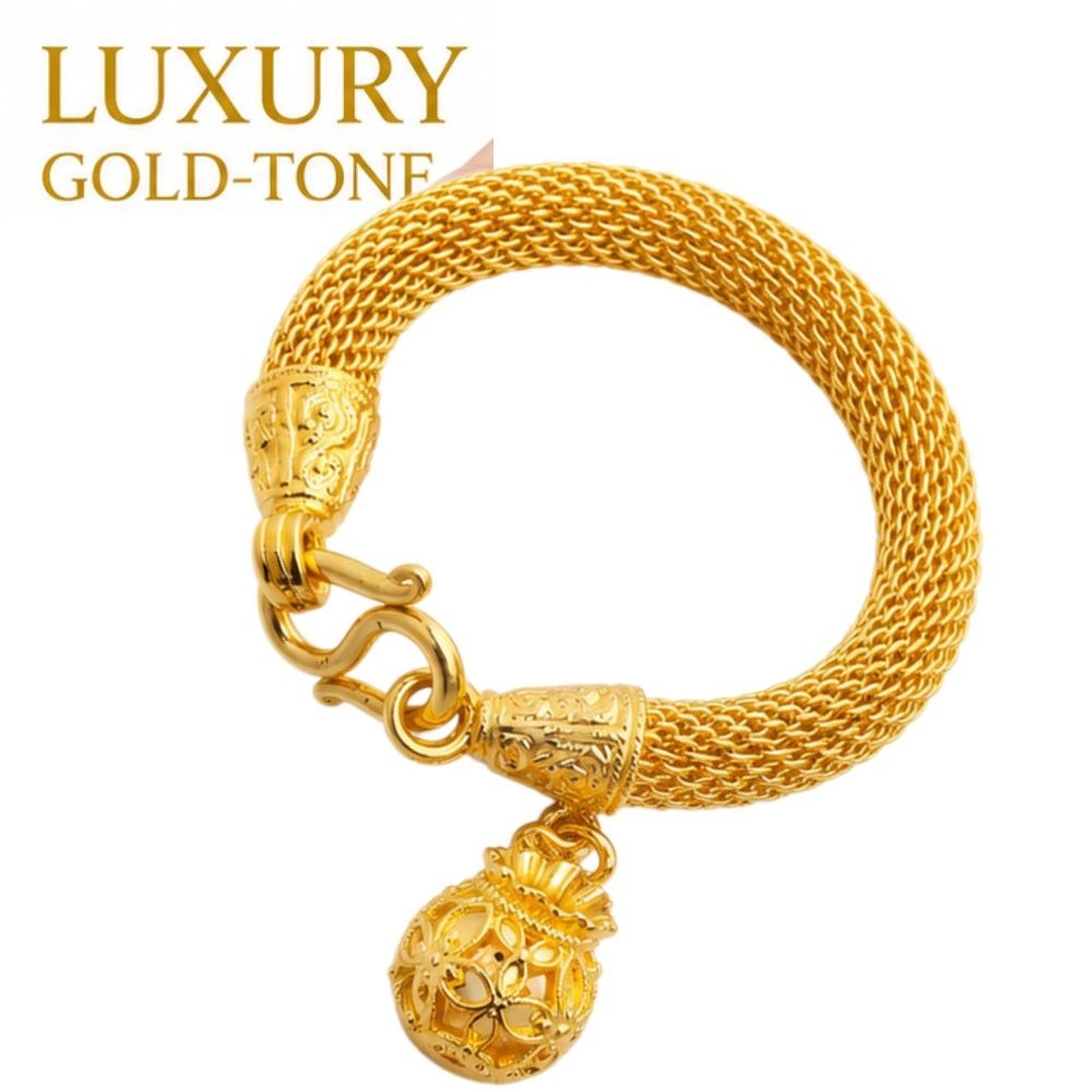 8″ Gold Tone Mesh Woven Bracelet Lucky Charm Cuff Bangle Gift Fashion Jewelry