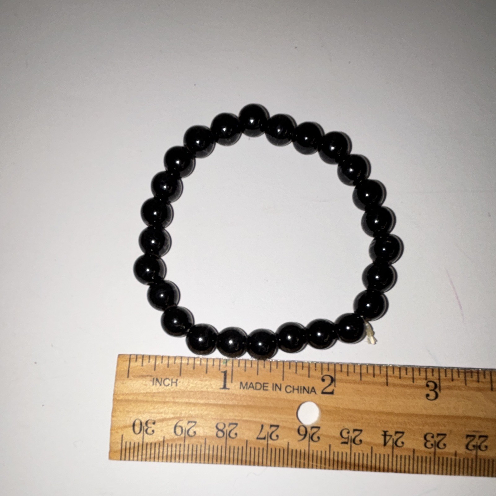 Black Stone Beaded Adjustable Bracelet Less Than 8 in Round Sizable