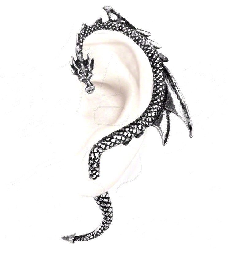 Alchemy Gothic The Dragons Lure LEFT Stud Earring Ear Pewter Wrap Authentic E274