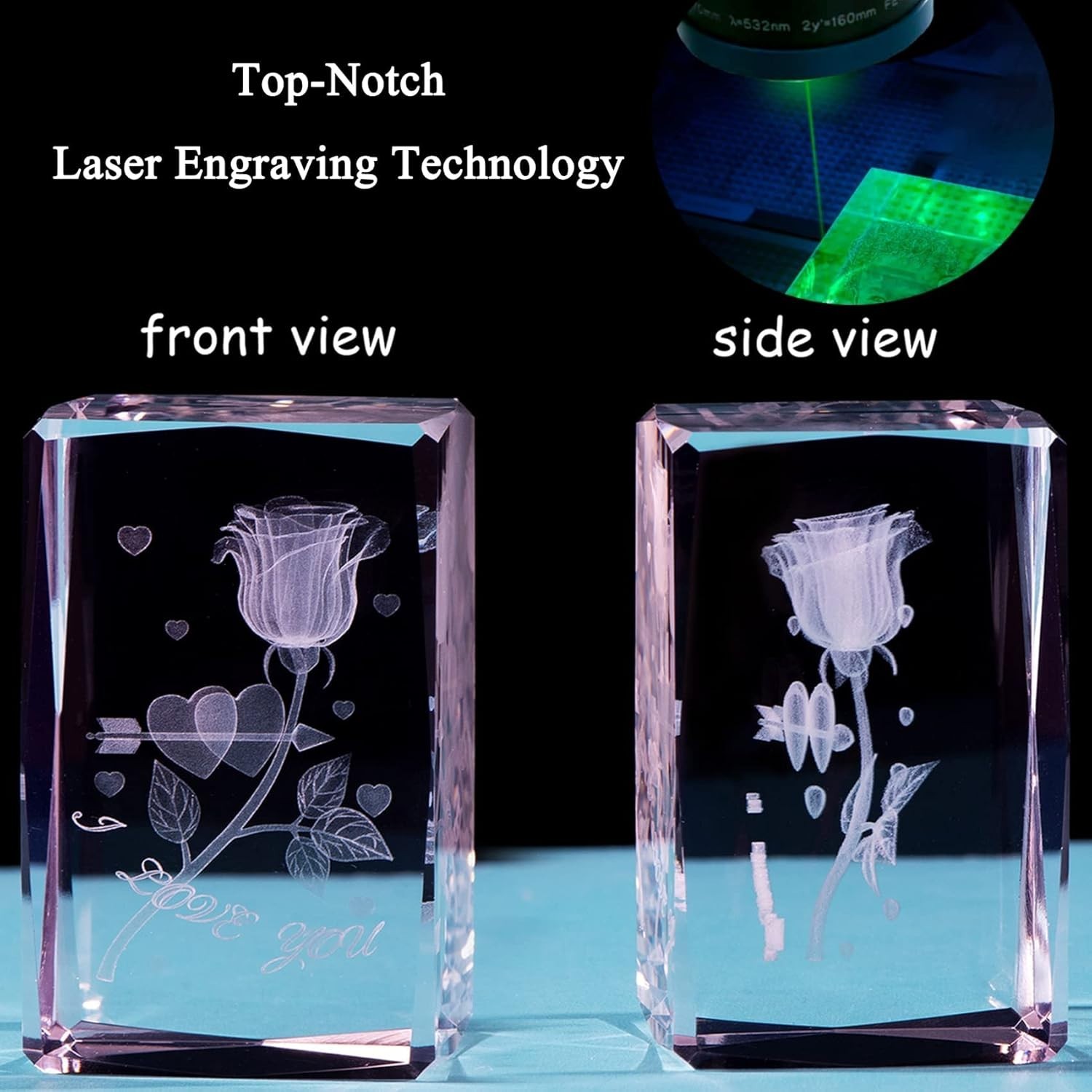 Crystal Rose Night Light Gift, Romantic 3D Laser Flower for Anniversary Birthday