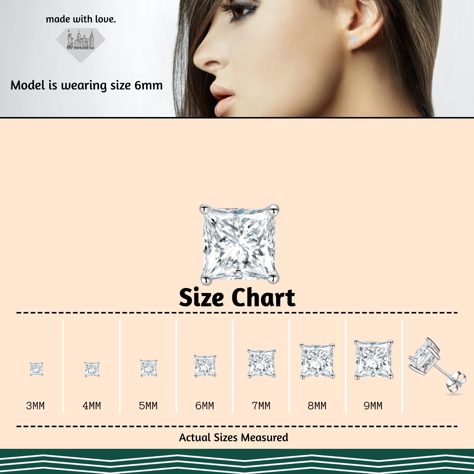 Sterling Silver CZ Cubic Zirconia Stud Earrings Unisex 4MM 5MM 6MM 7MM 8MM 9MM