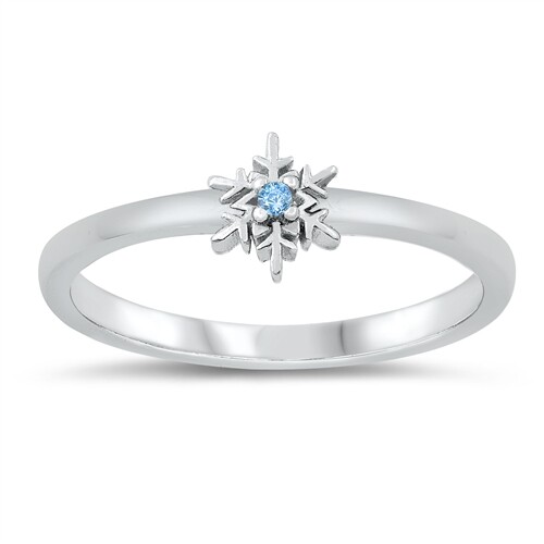 Charm Blue Topaz Snowflake Kids Women’s Ring Sterling Silver Sizes 1-8 NEW
