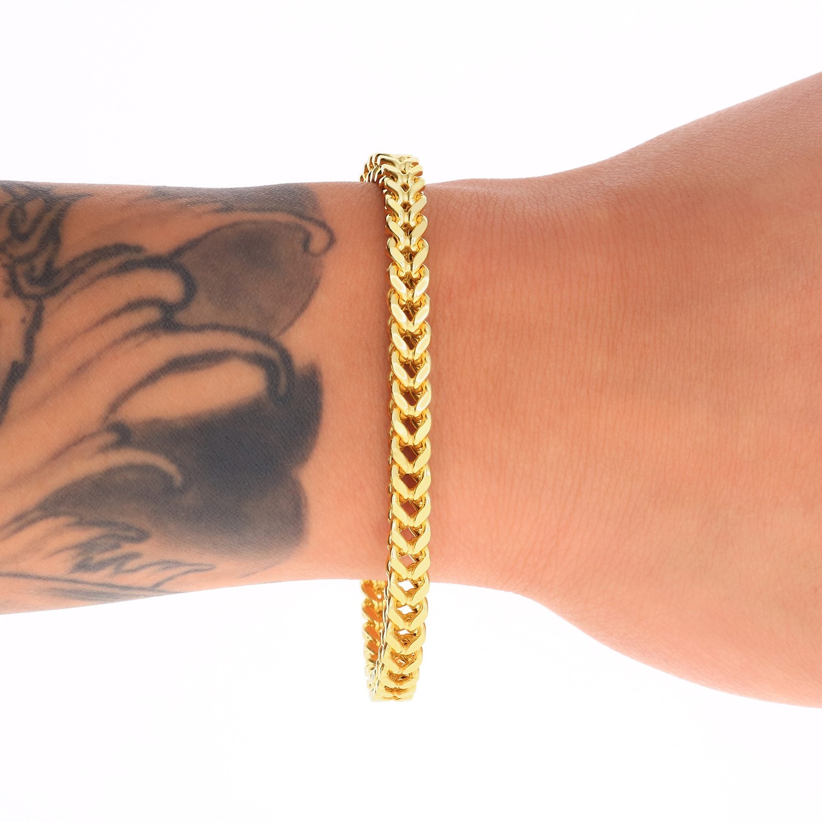 10k Yellow Gold 1.5mm-6mm Franco Box Bracelet Chain Men Women 7″ 7.5″ 8″ 8.5″ 9″