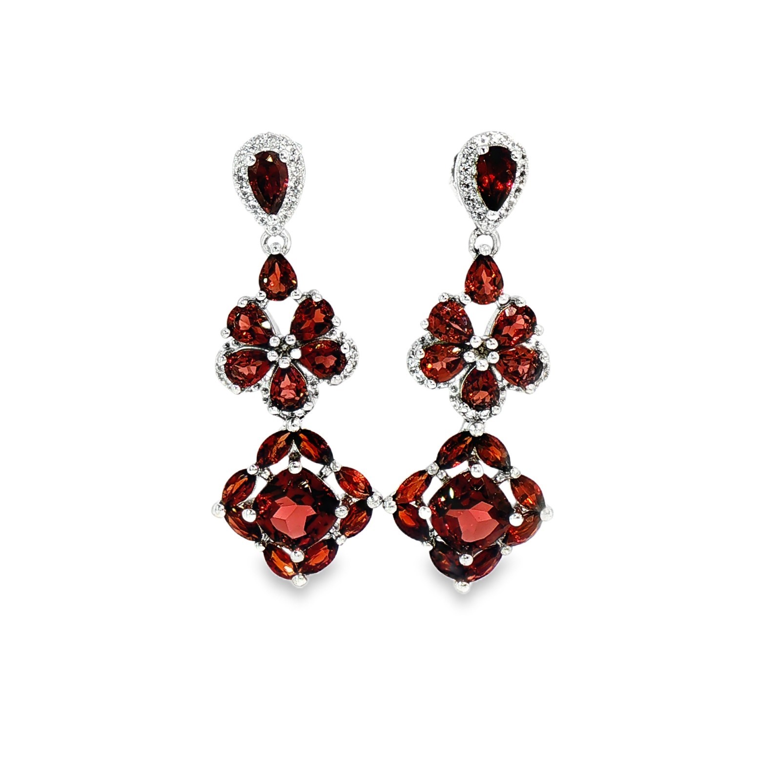925 Sterling silver Earing Cushion 6x6mm Garnet Natural Gemstone Jewelry.