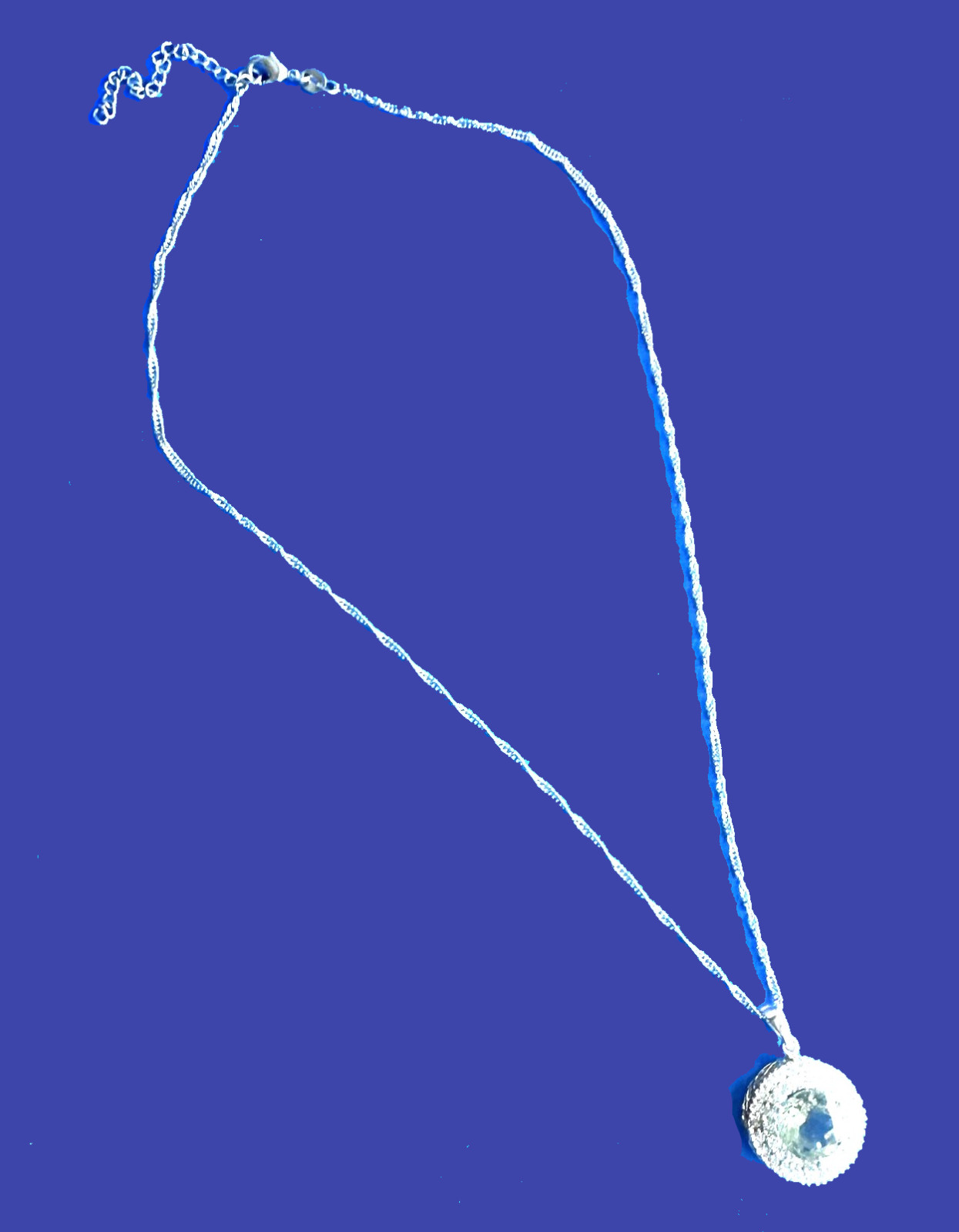 Silver Tone Clear CZ, Gold Tone Prong Setting Pendant ¾” Necklace 16″Chain 2″ext
