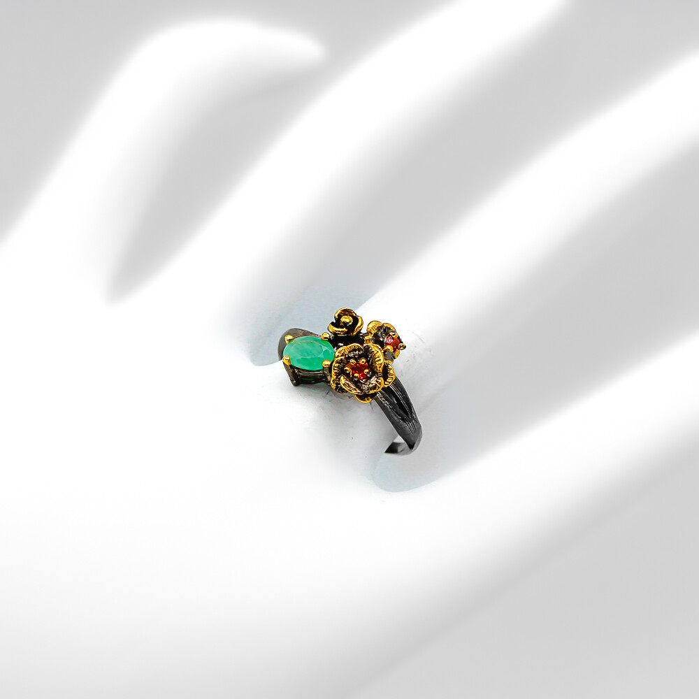 Handmade Jewelry Gift Not Enhanced Emerald Silver ring 925 Sterling / RVS73