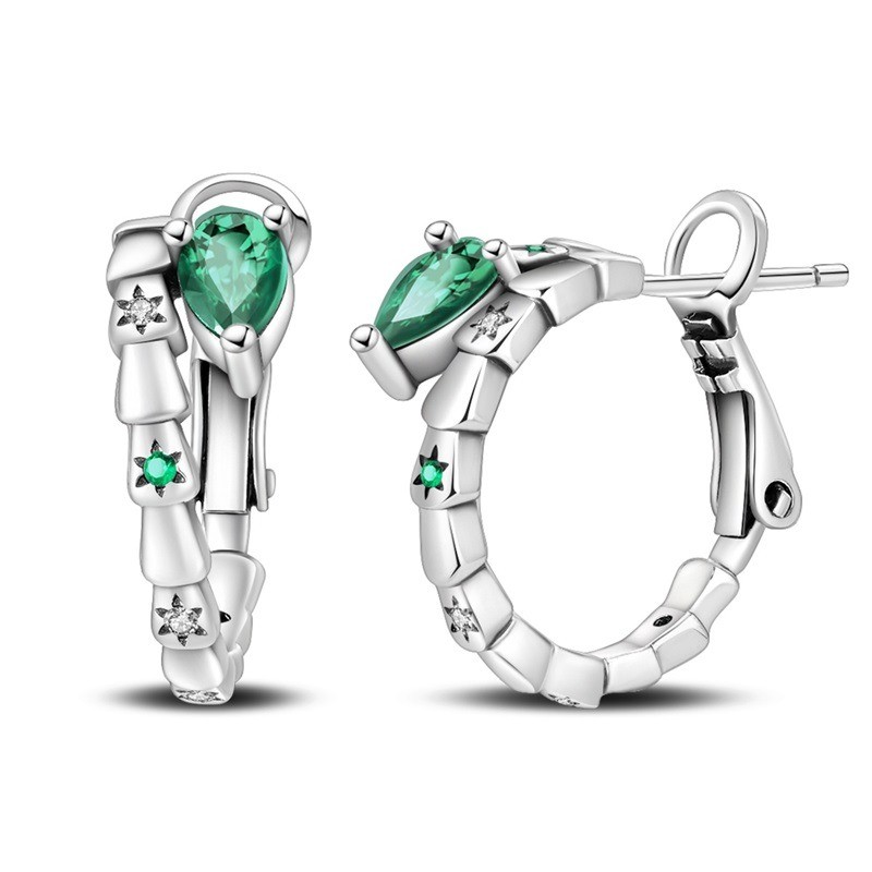 PANDACH 925 Sterling Silver Starry Serpent Hoop Earrings For Women Jewelry Gifts