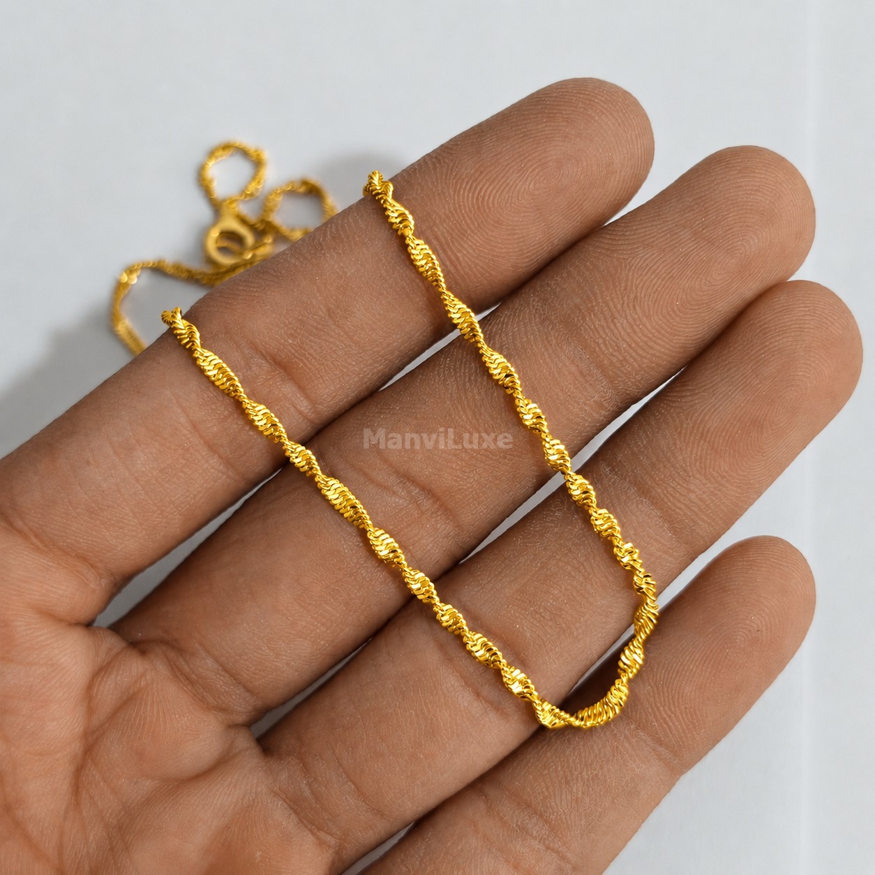 20″ Premium Gold-Filled Singapore Chain Necklace, Twisted Layering Jewelry