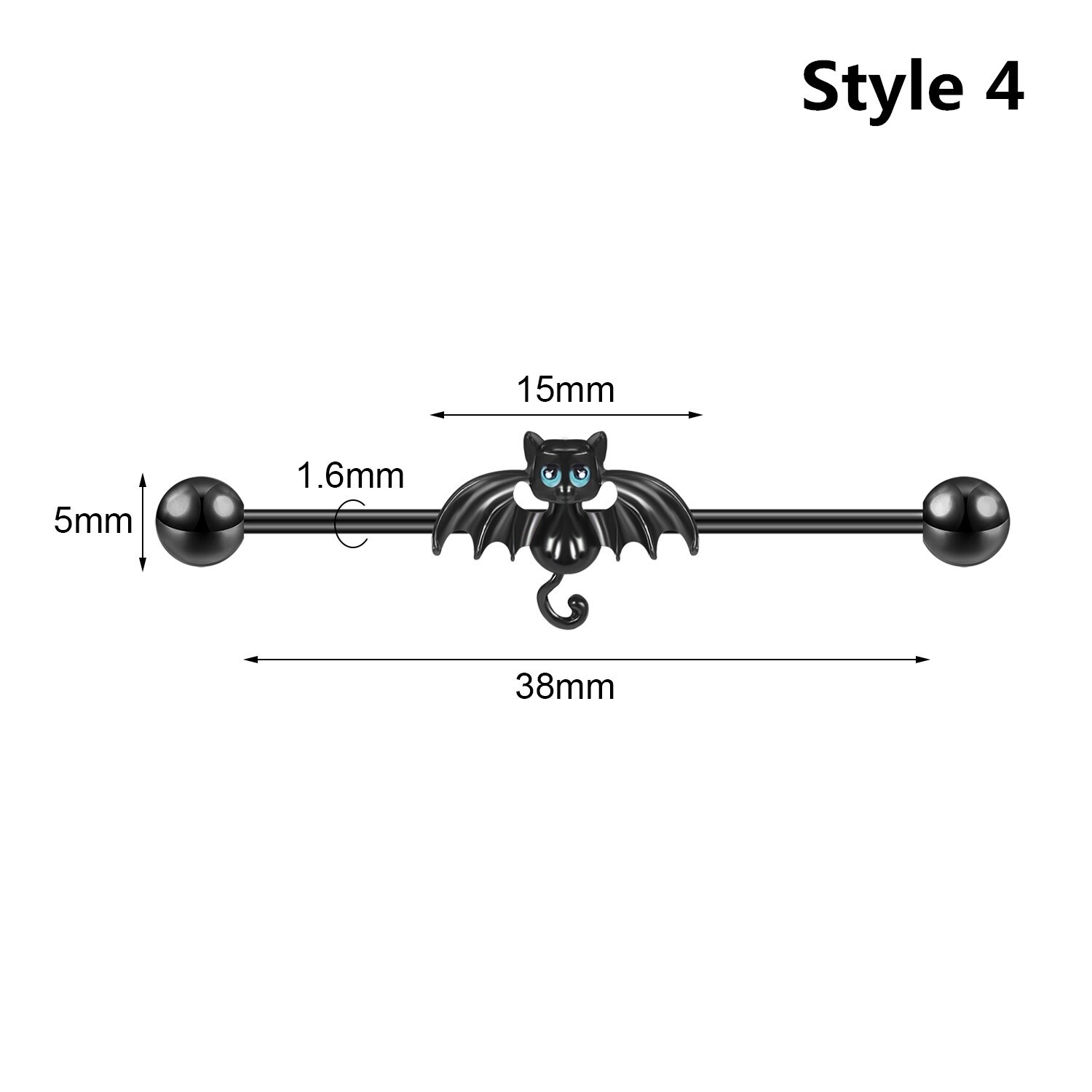 14G Stainless Steel Industrial Barbell Piercing Alloy Cartilage Earring Jewelry