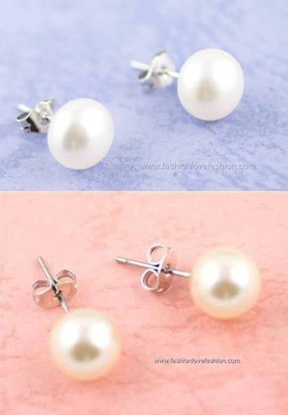 1 Pair Pierced Faux,Imitation Pearl Round Stud Earrings White,Off White,8mm-14mm