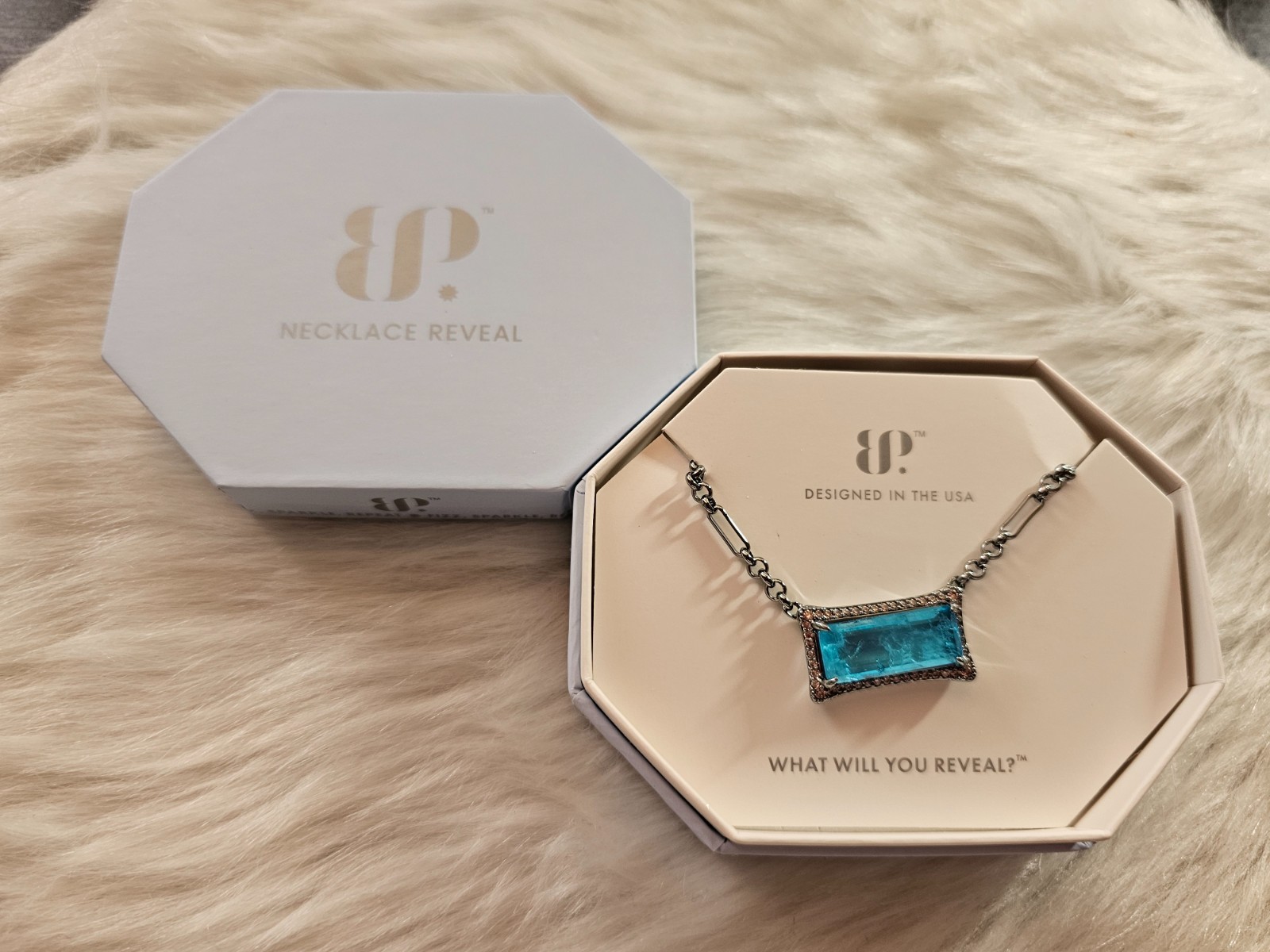 Bomb Party Necklace NK23005 Darling, Your The Moment Light Blue Quartz Hematite