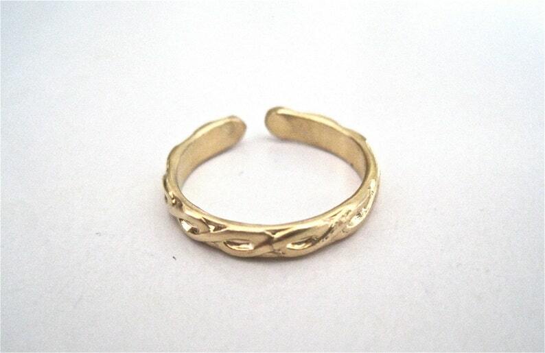 Women’s 925 Solid Metal Band Adjustable Toe Ring Gold Plated Silver
