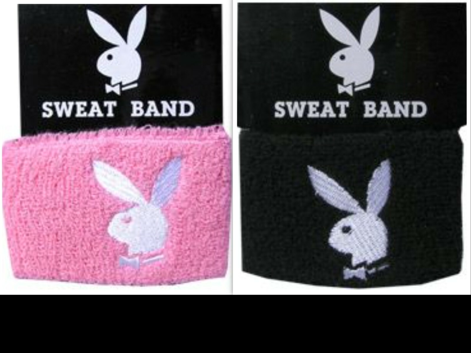 PLAYBOY BUNNY WRIST SWEAT BANDS PINK AND BLACK
