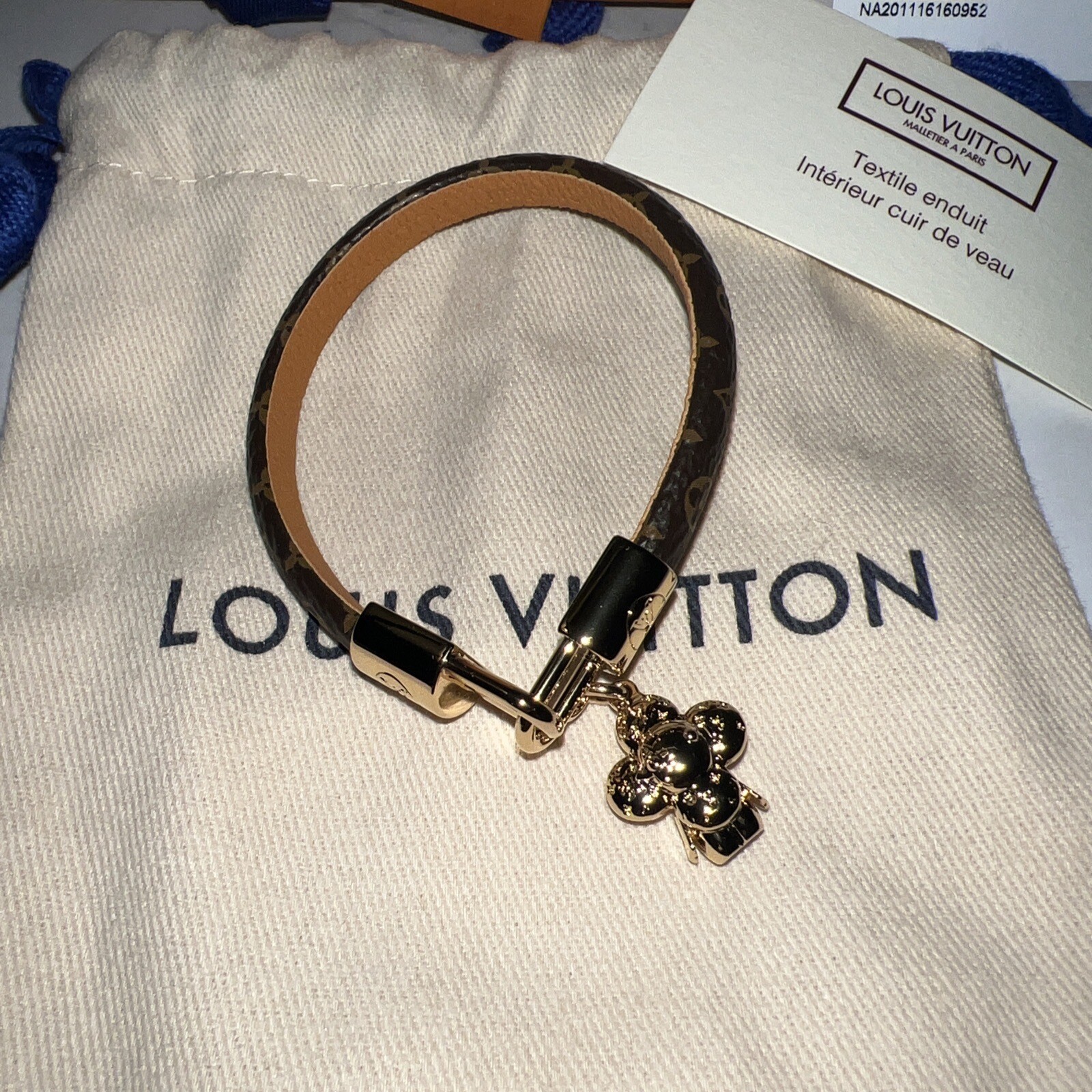 Bracelet Louis Vuitton Vivienne Monogram Charm Size1 17 New Box Receipt M6773F