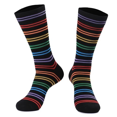 Funny Socks for Men and Women,Mens Novelty Socks Fun One Size Rainbow Stripe