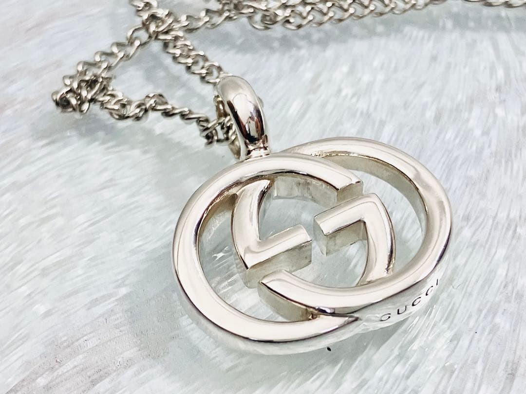 Gucci Interlocking Pendant GG Logo Sterling Necklace Silver 925 Japan
