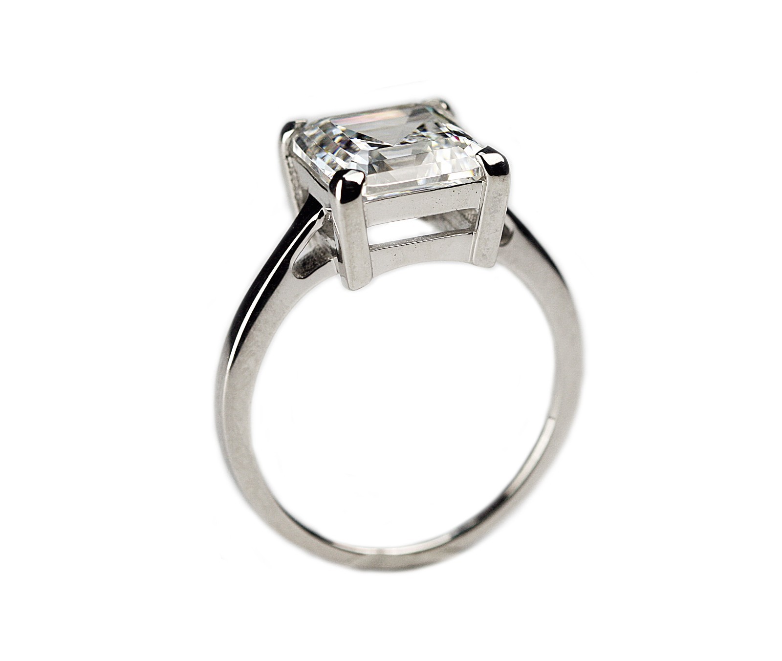 925 Silver Solitaire Square Asscher Cut 4.0 Carat Engagement Wedding Ring