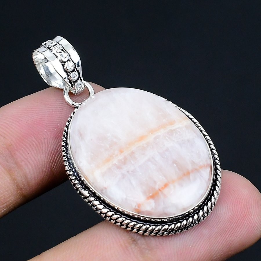Calcite Agate 925 Silver Plated Handmade Pendant of 1.82″