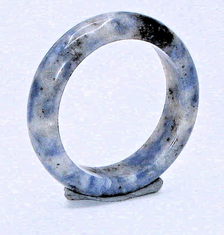 Elegant Handcrafted Natural Sodalite 6mm Band Ring Polished Blue Gray Size 8