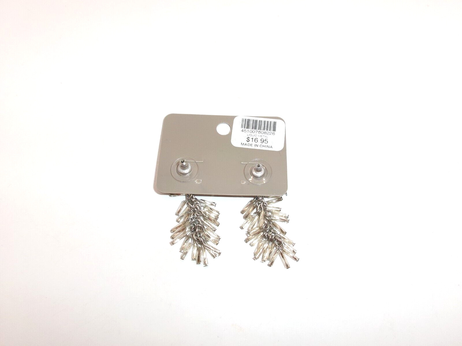 Chicos Pierced Earrings Silver Bead Cluster Dangle 1.75 inch NWT Boho Fancy