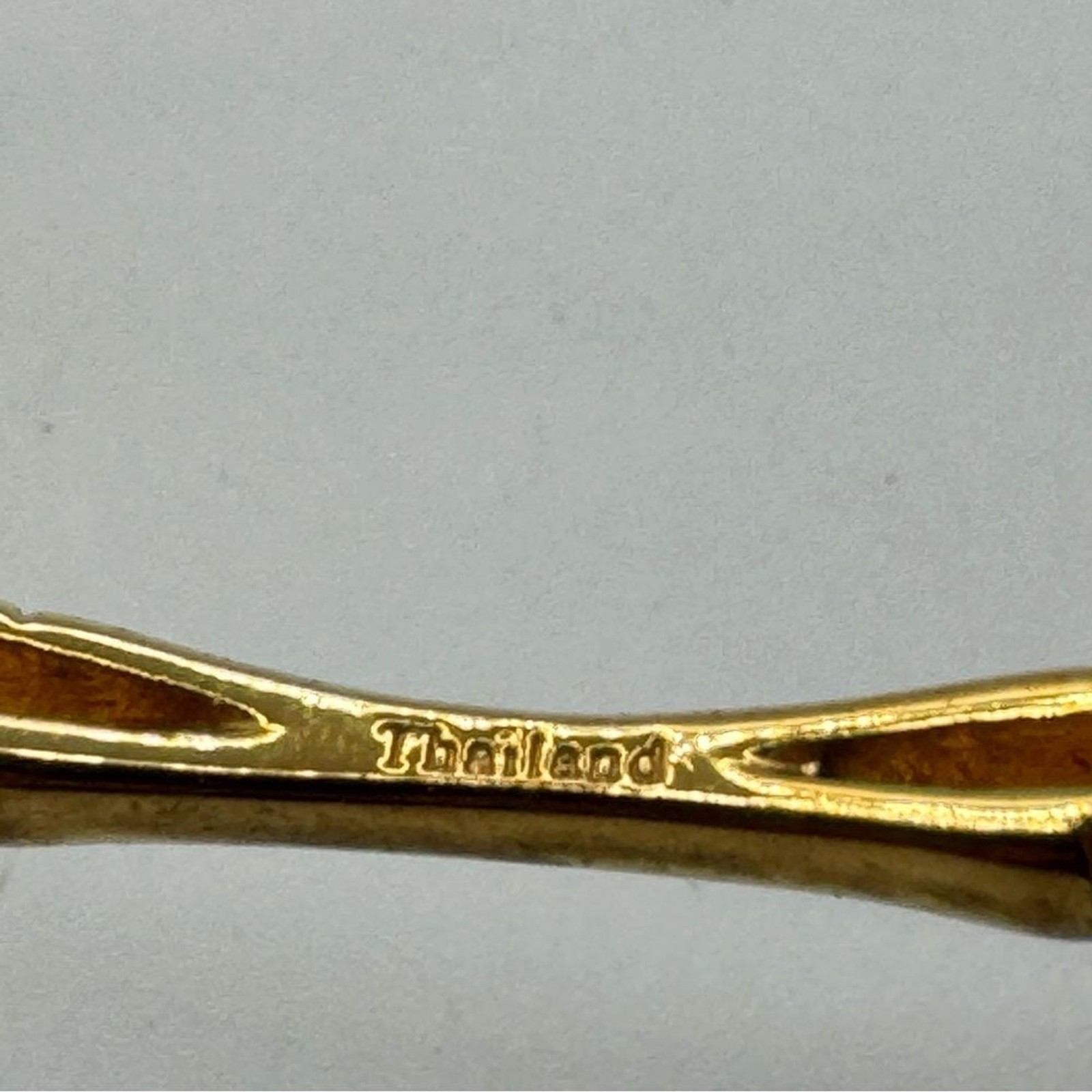 Thailand Gold-Tone Bamboo Link Bracelet Signed BRZ OTC