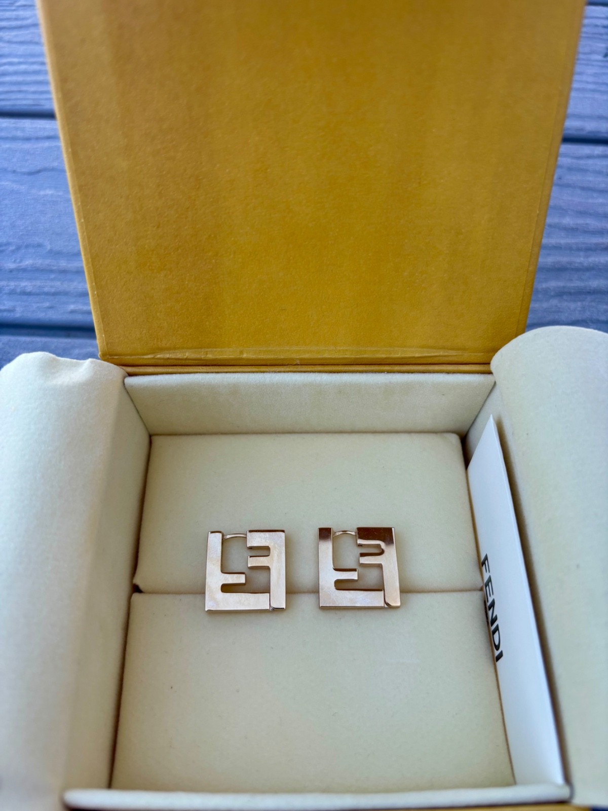Authentic Forever Fendi – FF motif-shaped gold earrings barely worn
