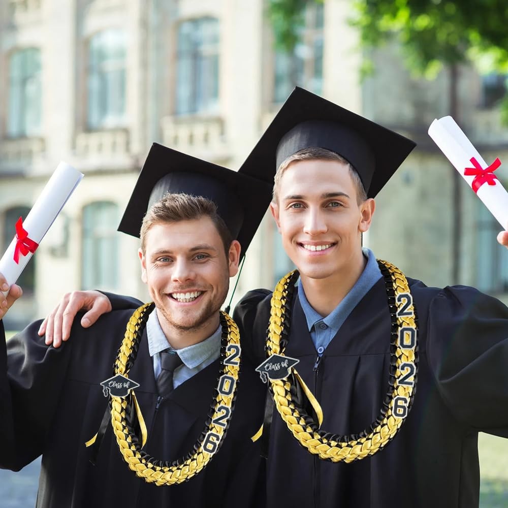 2026 Graduation Honor Ribbon Leis Class Gift Braided for Men Women Black Gold
