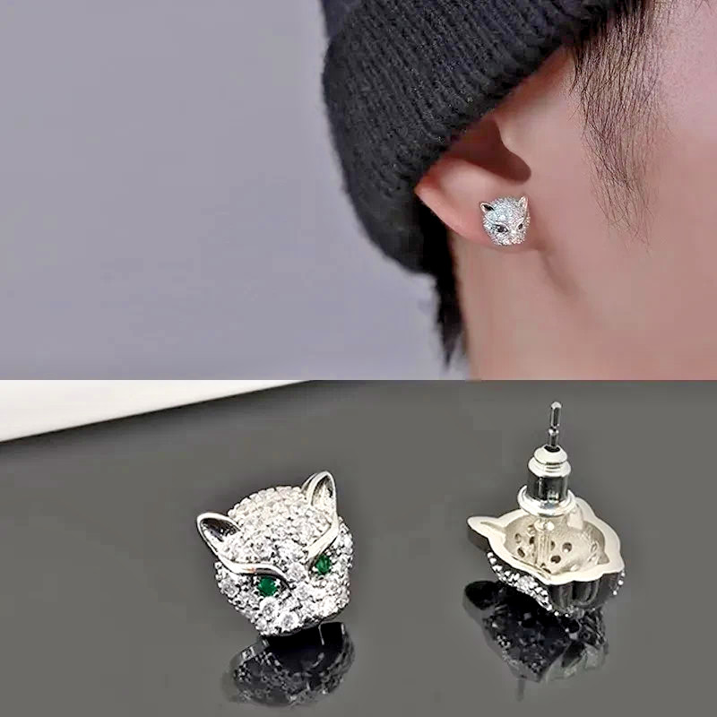Leopard Head Stud Earrings Unisex Animal Jewelry