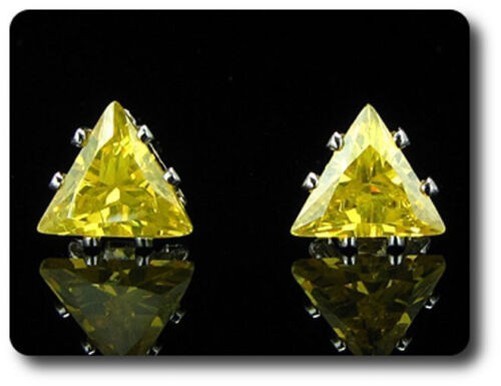 Earrings Topaz Yellow 0 3/32×0 1/4in Gold Plated White 18 K