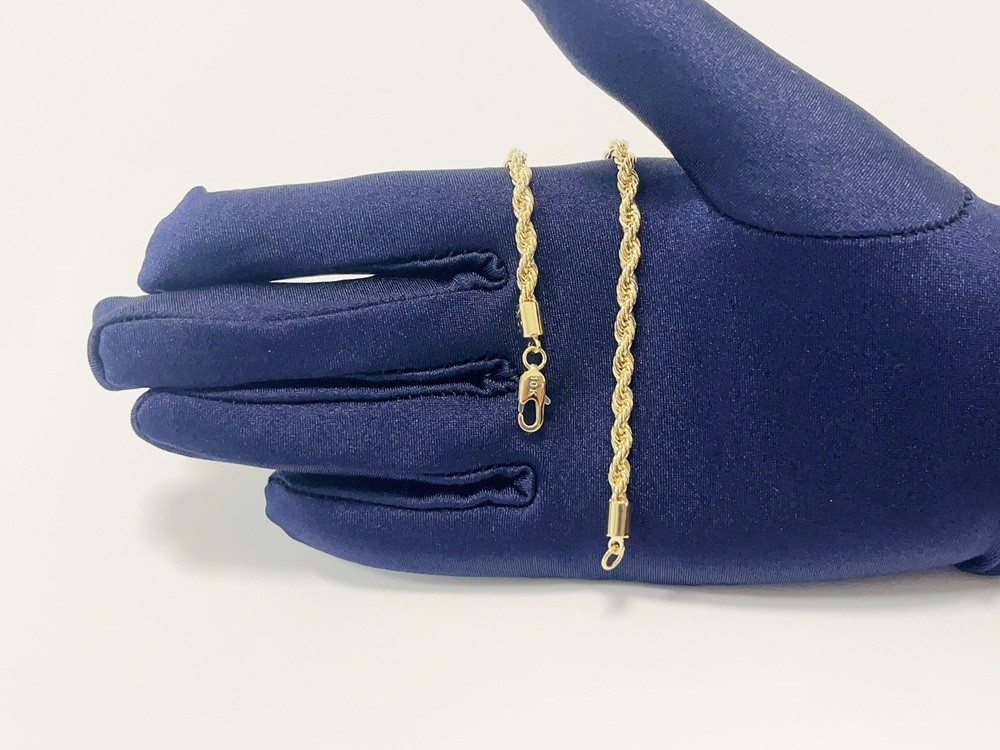 10K Yellow Gold SOLID Rope Chain Necklace Diamond Cut Real Gold 3mm 22inch