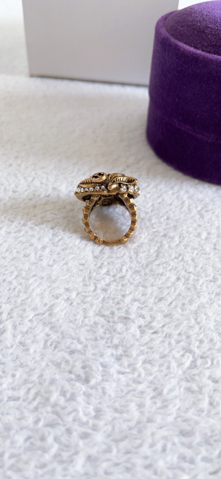 New Authentic Gucci Strawberry Ring with Crystals Size S US 6.5