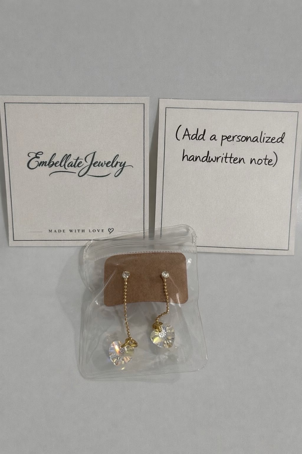 Luxury Swarovski Crystal Heart Drop Earrings Gold Tone Rhodium Plated Jewelry