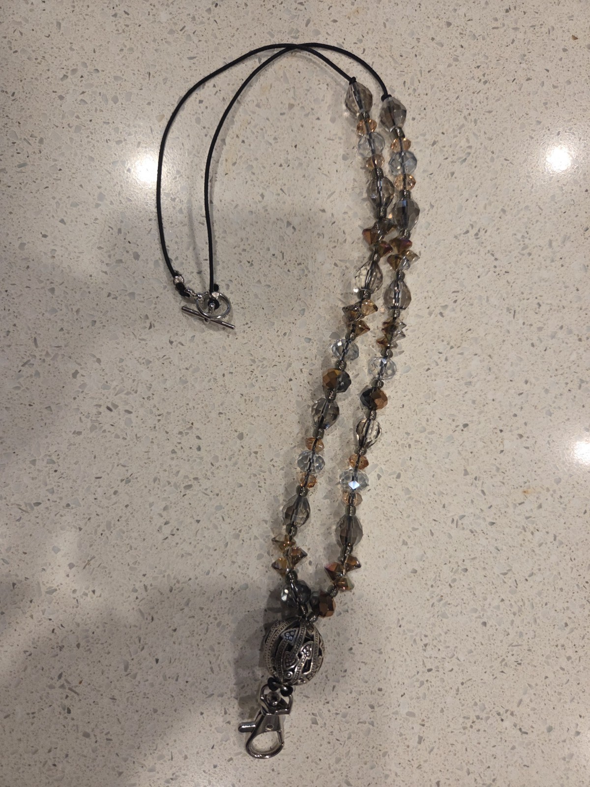 Chic Neutral Beaded Badge Lanyard