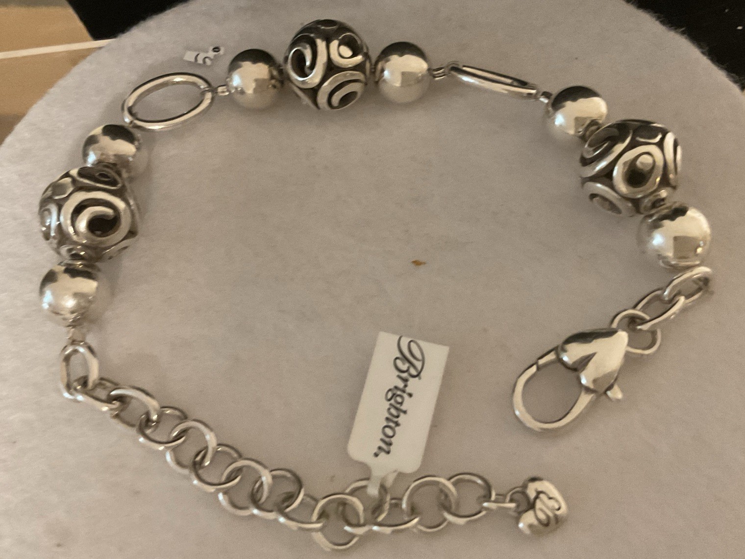 ICONIC CHIC! RARE UNIQUE BRIGHTON NWT OPEN SCROLL BALL & BEAD LINK BRACELET