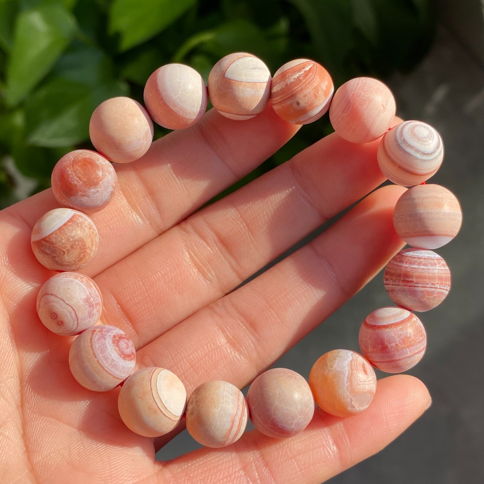 12mm Natural Red Gobi Agate Eyes Madagascar stone Bracelet (not polished) B1528