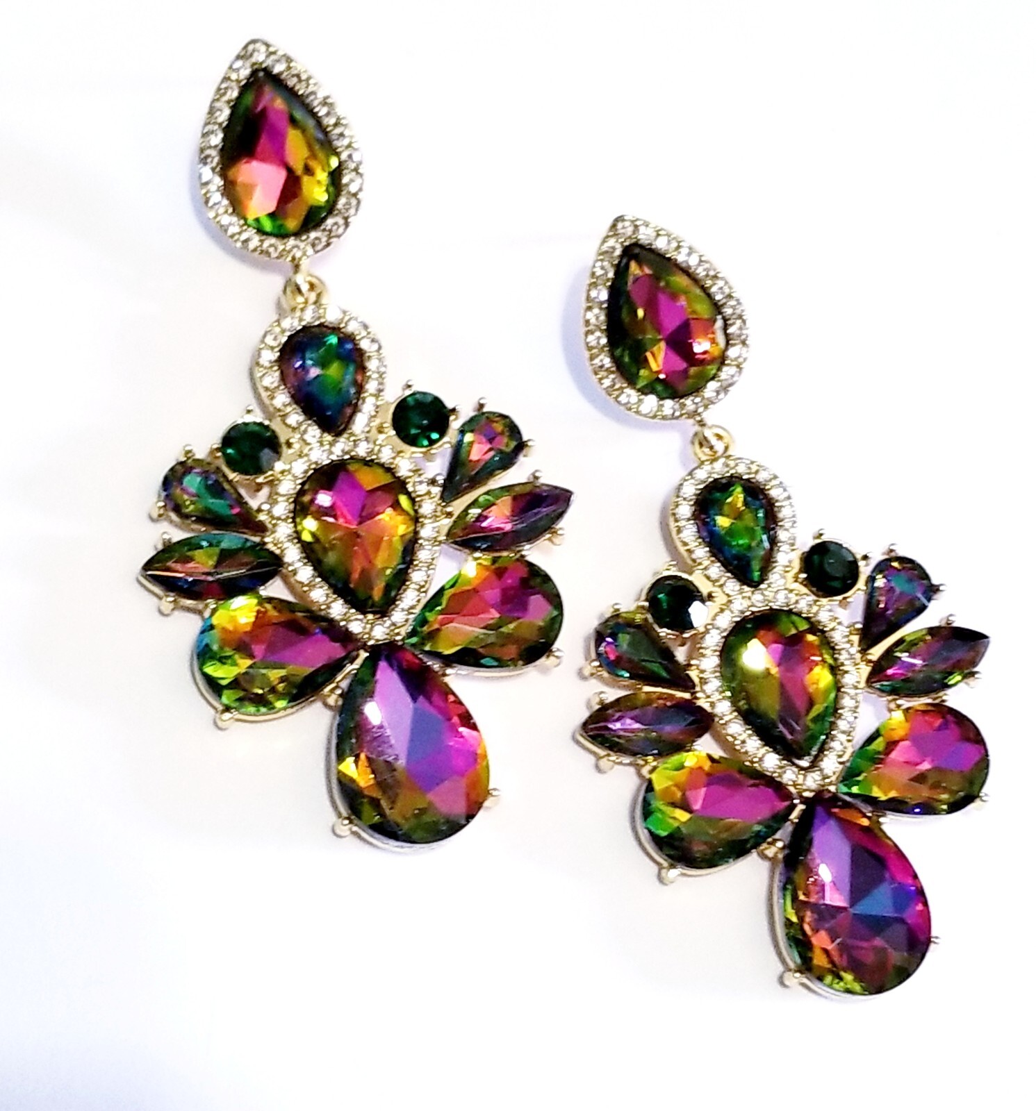 Vitrail Crystal Bridesmaid Rhinestone Chandelier Drop Earrings 3 inch Jewelry