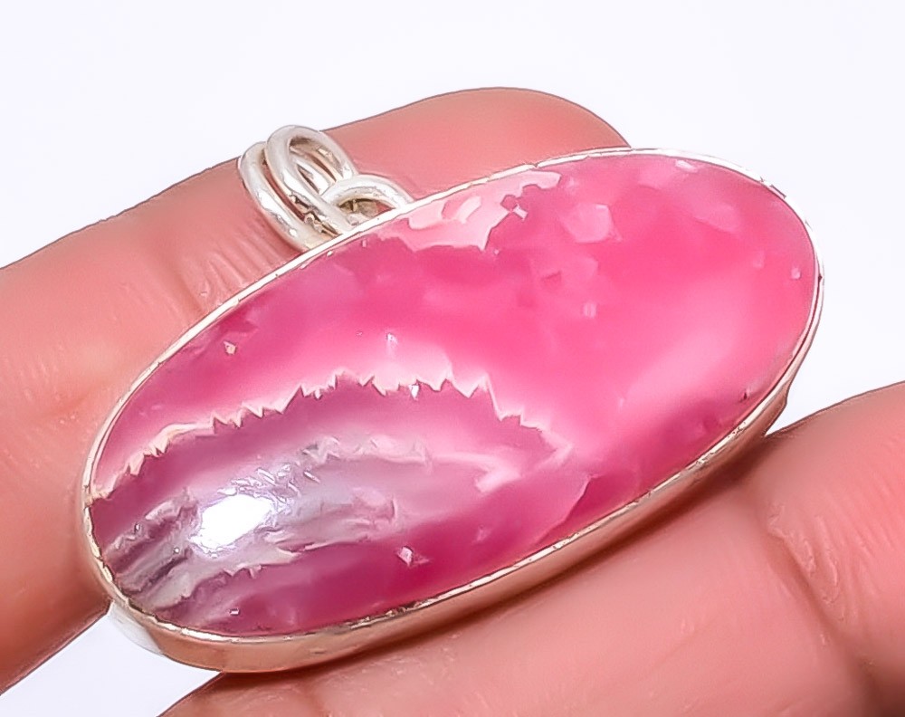 Rhodochrosite – Argentina 925 Sterling Silver Jewelry Pendant 1.09″ T18