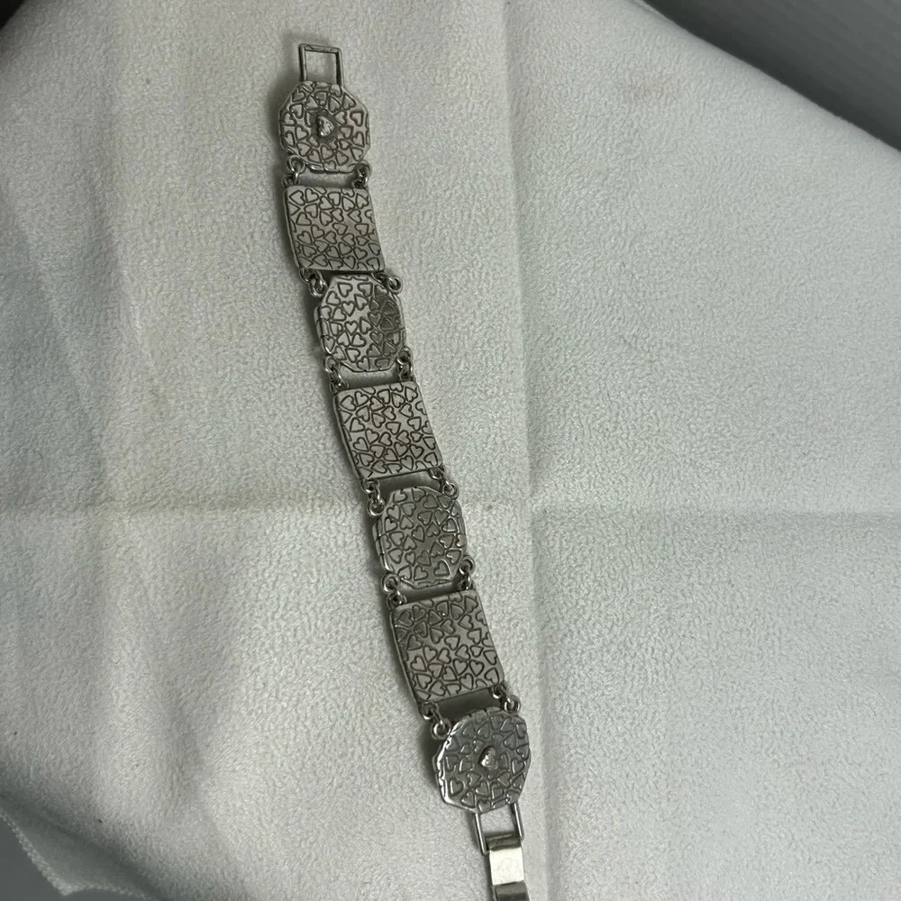 Brighton Sonora Motif Bracelet 7″ Chunky Link Silver Plated .75″ Wide Southwest