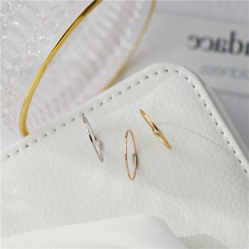 Woman 18k Gold Plated Stainless Steel Band Ring Joint Ring Super Thin 0.5mm