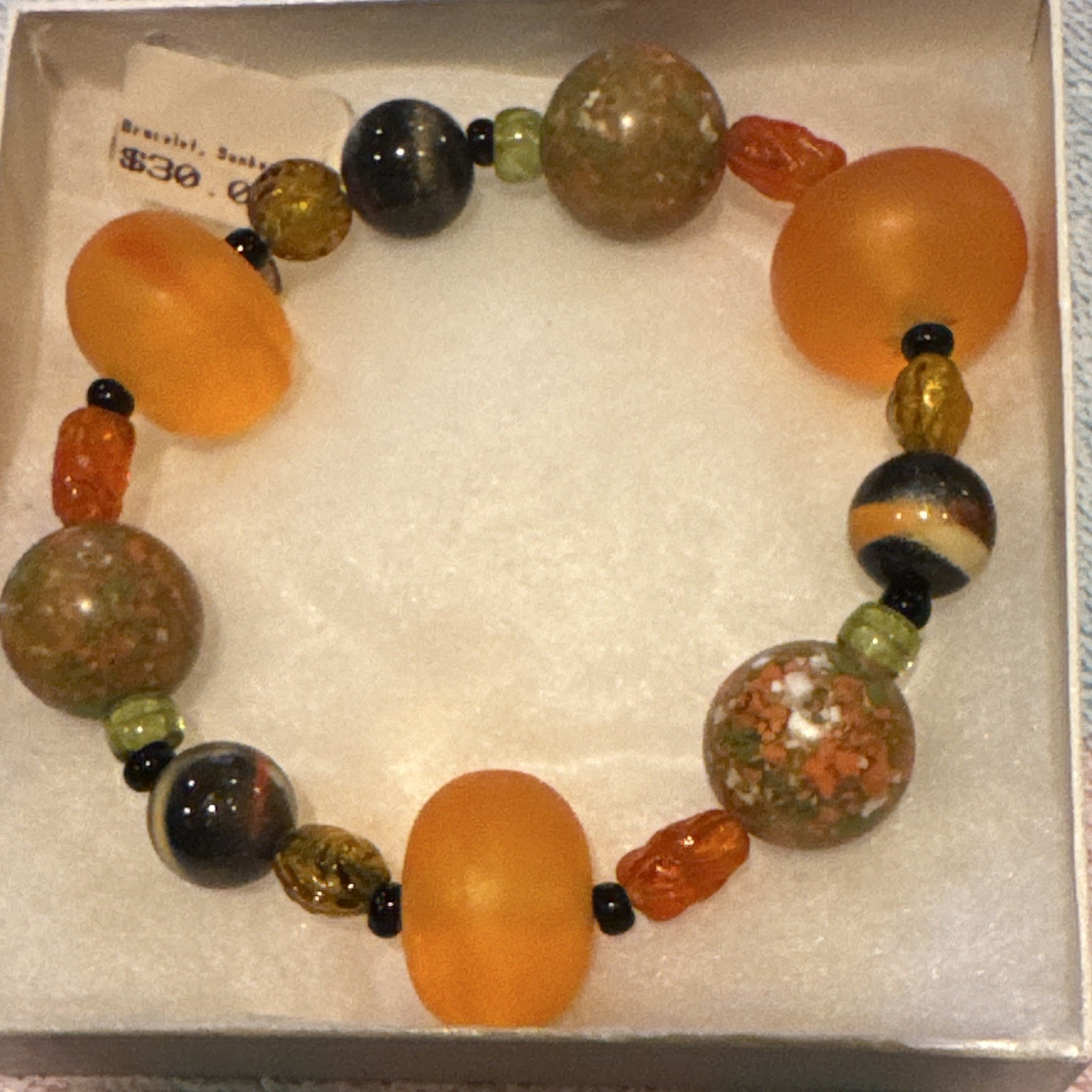 The Artful Diva Multicolor Round Glass Beaded Stretch Bracelet