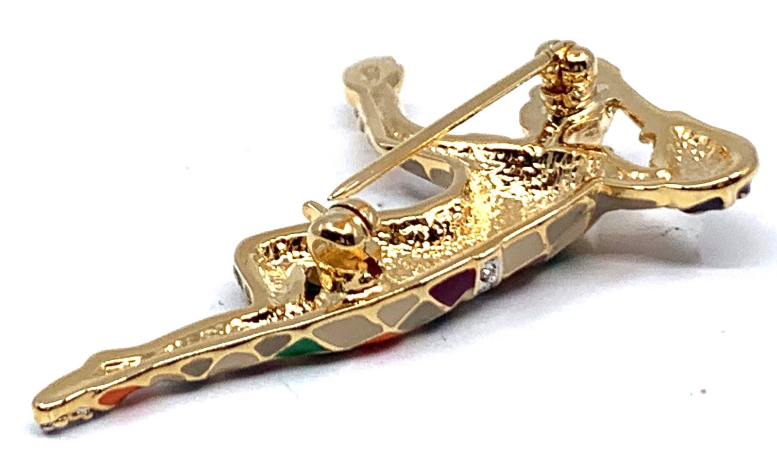 Dancing Harlequin Brooch Gold Plated Metal Alloys With Enamel & Czech Crystals