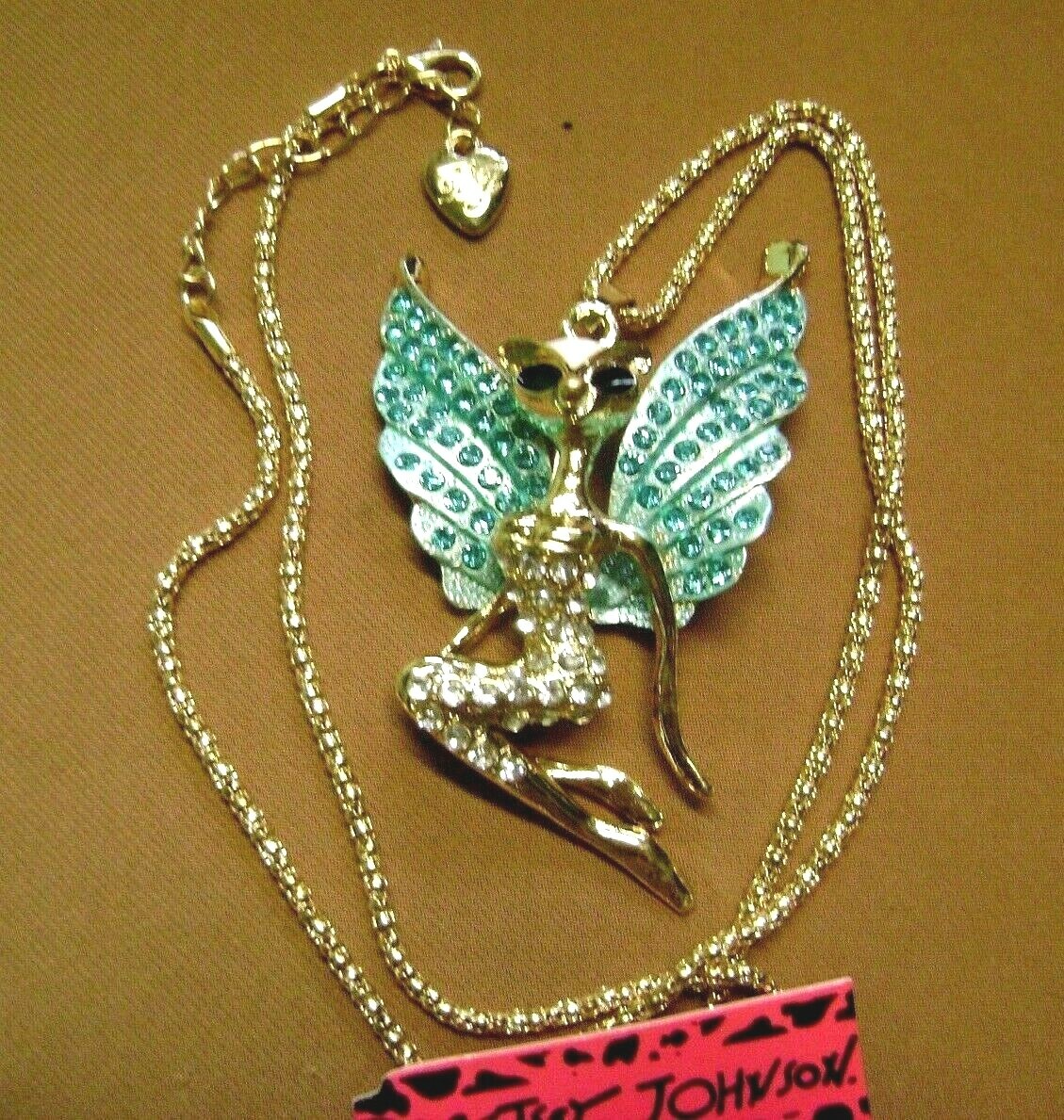 NWT- BETSEY JOHNSON RHINESTONE CARTOON “ELVEN” PENDANT NECKLACE- USA SELLER