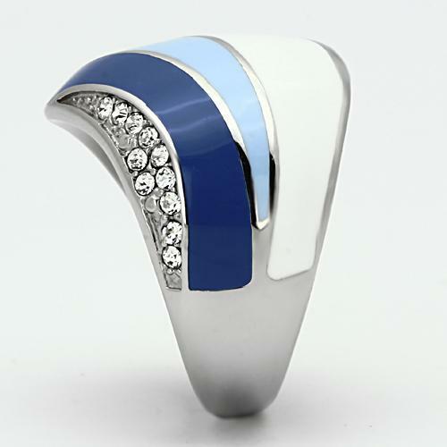TK809 – High polished (no plating) Stainless Steel Ring with Top Grade Crystal