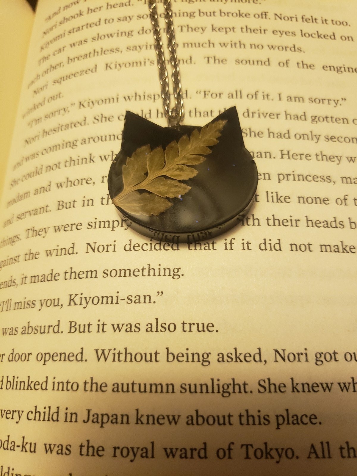 Necklace cat fern goth jewelry handmade plant nature witch gift hippie boho love