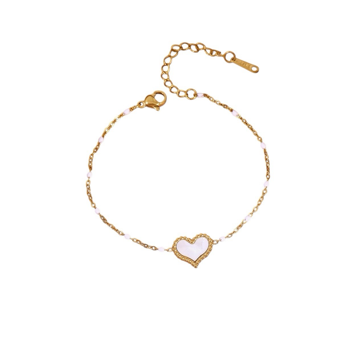 Gold Tone Heart Charm Cable Chain Bracelet Adjustable Lobster Clasp