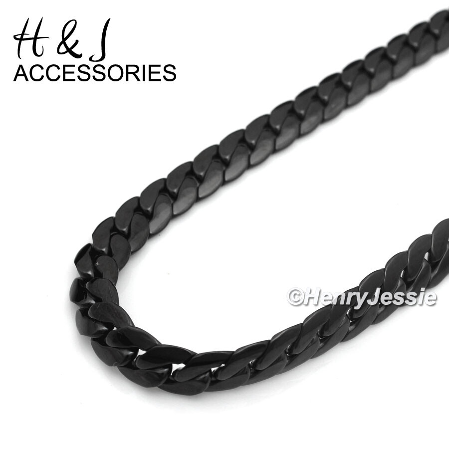 16-40″MEN Stainless Steel 3mm Black Plated Miami Cuban Curb Chain Necklace*BN155