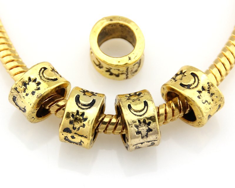 Wholesale Antique Gold Plated Mix Beads Fit Charm Bracelet Choose Quantity JH04