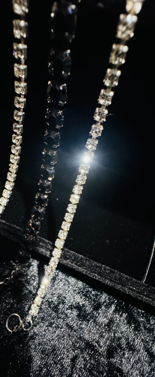 Tennis Bracelet 3mm, 5mm White, Black, Round, Rhinestone, Various Sizes Slim