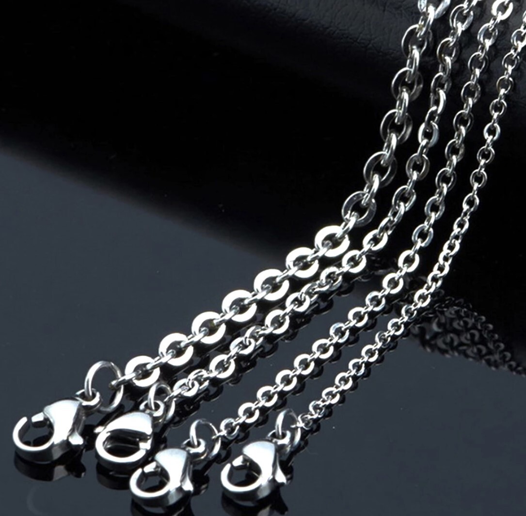 Stainless Steel 23.6 Inch (60 cm) 1.5 mm Oval Link Neck Chain Necklace