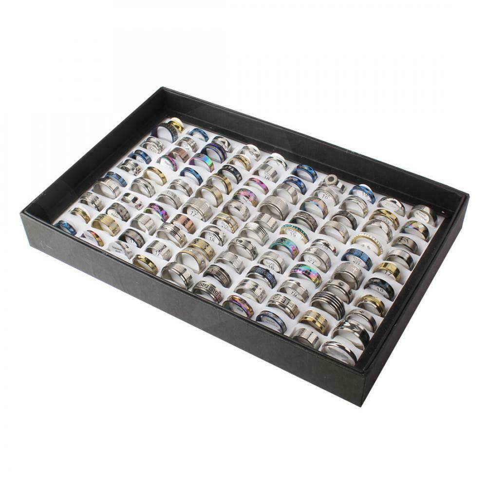 100pcs MIX LOT Stainless Steel rings Wholesale Men Women Fashion Jewelry lot US